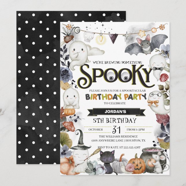 Invitation Fête d'anniversaire éffrayante Cute Ghost (Devant / Derrière)