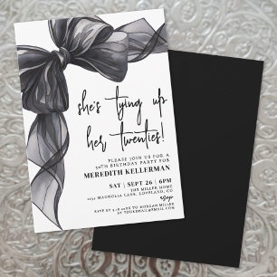 Invitation Fête d'anniversaire élégant aquarelle noir blanc n