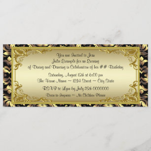 Invitation Fête d'anniversaire élégant billet d'or