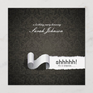 Invitation Fête d'anniversaire Elegant Damask Surprise