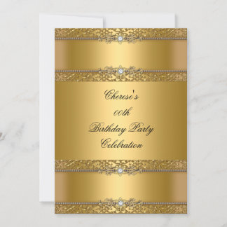 Invitation Fête d'anniversaire Élégant Or Diamant