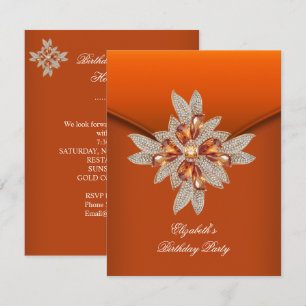 Invitation Fête d'anniversaire élégante ambre orange brûlé