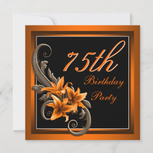 Invitation Fête d'anniversaire élégante avec lys tigre noir e