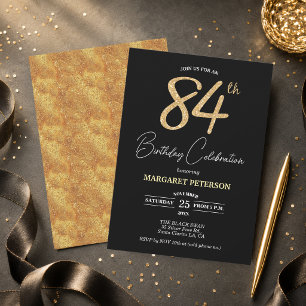 Invitation Fête d'anniversaire élégante avec paillettes noire