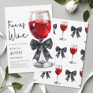 Invitation Fête d'anniversaire élégante avec un nœud noir, fi