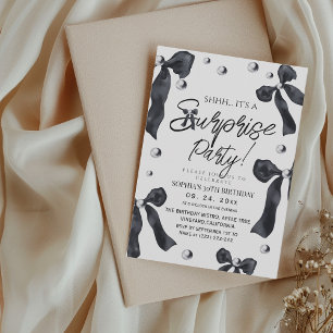 Invitation Fête d'anniversaire élégante avec un nœud noir pou