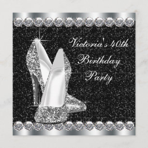 Invitation Fête d'anniversaire élégante de 40 ans pour femme