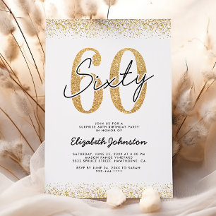 Invitation Fête d'anniversaire élégante en or pour les 60 ans