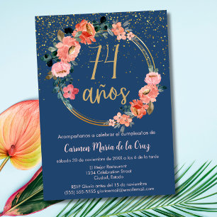 Invitation Fête d'anniversaire élégante et chic espagnole flo