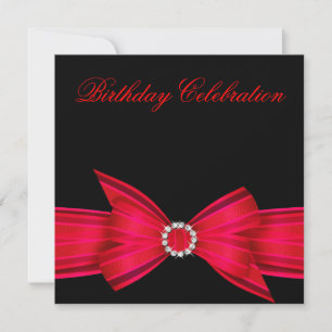 Invitation Fête d'anniversaire élégante et riche en rouge