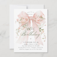 Fête d'anniversaire élégante fleurs roses 60 ans