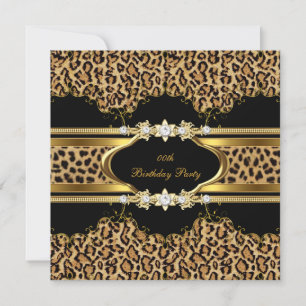 Invitation Fête d'anniversaire élégante léopard or guépard