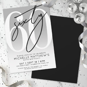 Invitation Fête d'anniversaire élégante moderne de 60 ans