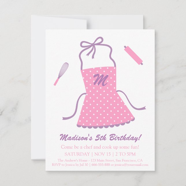 Invitation Fête d'anniversaire élégante moderne de cuisson de (Devant)