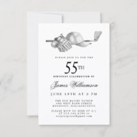 Fête d'anniversaire élégante noir blanc Golf 55 an