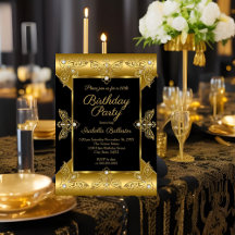 Fête d'anniversaire élégante Noir Or Elite Diamant