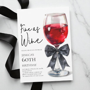 Invitation Fête d'anniversaire élégante noire comme un vin 60