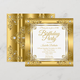 Invitation Fête d'anniversaire élégante Orné Or Diamant Gemme