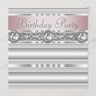 Invitation Fête d'anniversaire élégante rose et grise