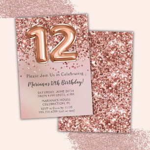 Invitation Fête d'anniversaire élégante Rose Gold pour enfant