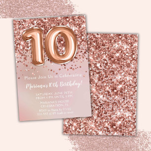 Invitation Fête d'anniversaire élégante Rose Gold pour fille