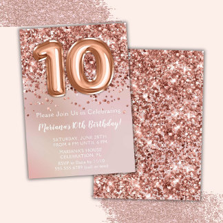Invitation Fête d'anniversaire élégante Rose Gold pour fille