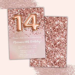 Invitation Fête d'anniversaire élégante Rose Gold pour fille