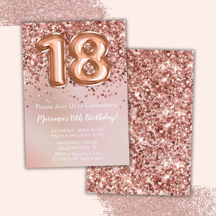 Invitation Fête d'anniversaire élégante Rose Gold pour fille