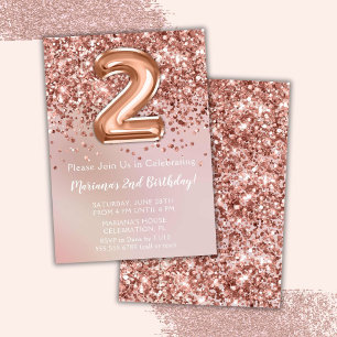 Invitation Fête d'anniversaire élégante Rose Gold pour fillet