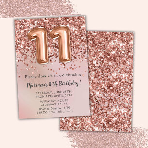 Invitation Fête d'anniversaire élégante Rose Gold pour une fi