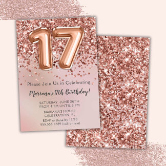 Invitation Fête d'anniversaire élégante Rose Gold pour une fi