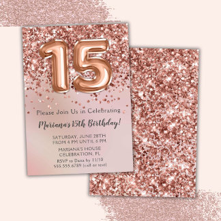 Invitation Fête d'anniversaire élégante Rose Gold pour une fi