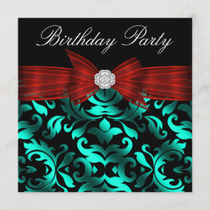 Invitation Fête d'anniversaire élégante rouge canneberge sarc