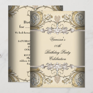Invitation Fête d'anniversaire élégante Sépia Café Or