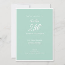 Fête d'anniversaire élégante simple moderne Menthe