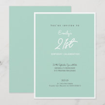 Fête d'anniversaire élégante simple moderne Menthe