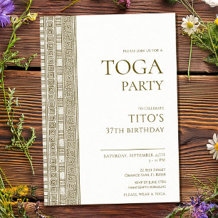 Invitation Fête d'anniversaire élégante toge grecque ou romai