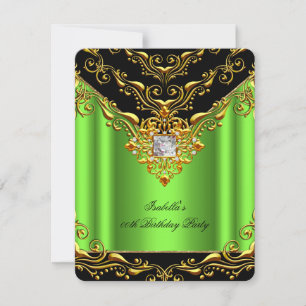 Invitation Fête d'anniversaire élégante vert citron et noir s