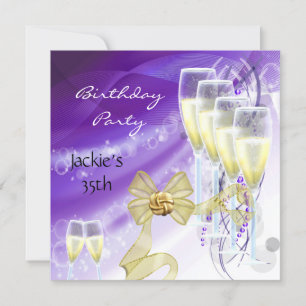Invitation Fête d'anniversaire élégante violet or 35 ans