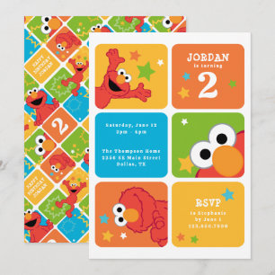 Invitation Fête d'anniversaire Elmo Color Block