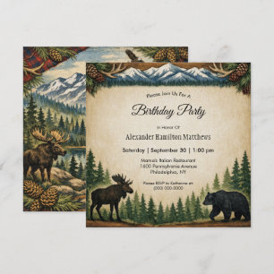 Invitation Fête d'anniversaire en forêt rustique 