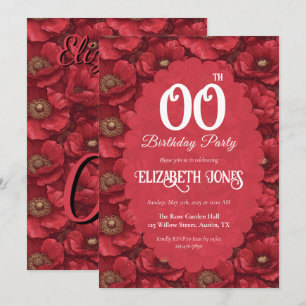 Invitation Fête d'anniversaire en plein air avec des anémones