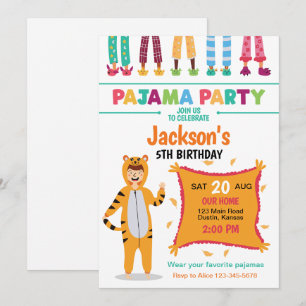 Invitation Fête d'anniversaire en pyjama