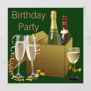Invitation Fête d'anniversaire en verre de vin de Champagne