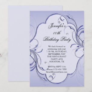 Invitation Fête d'anniversaire encadrée par une touche mauve