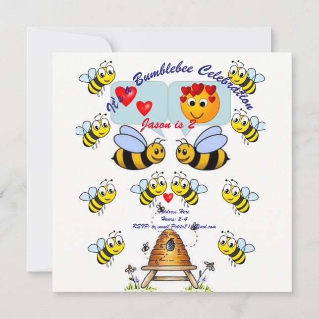 Invitation fête d'anniversaire enfant bumblebee (Devant)