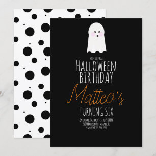 Invitation Fête d'anniversaire enfant Halloween fantôme migno