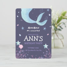 Fête d'anniversaire enfant Sirène aquarelle rose v