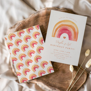 Invitation Fête d'anniversaire enfantine Boho Rainbow Terraco
