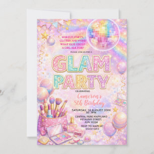 Invitation Fête d'anniversaire enfants disco paillettes maqui